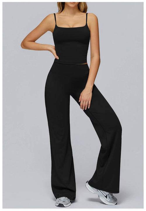 Ensemble sport femme fitness et yoga anti-boulochage en tissu extensible